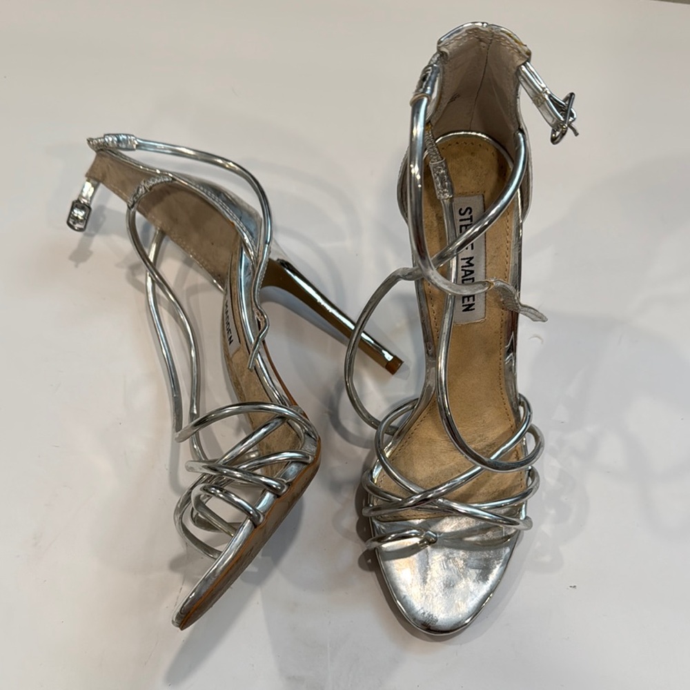Steve Madden Silver Glamorous Strappy Heels
